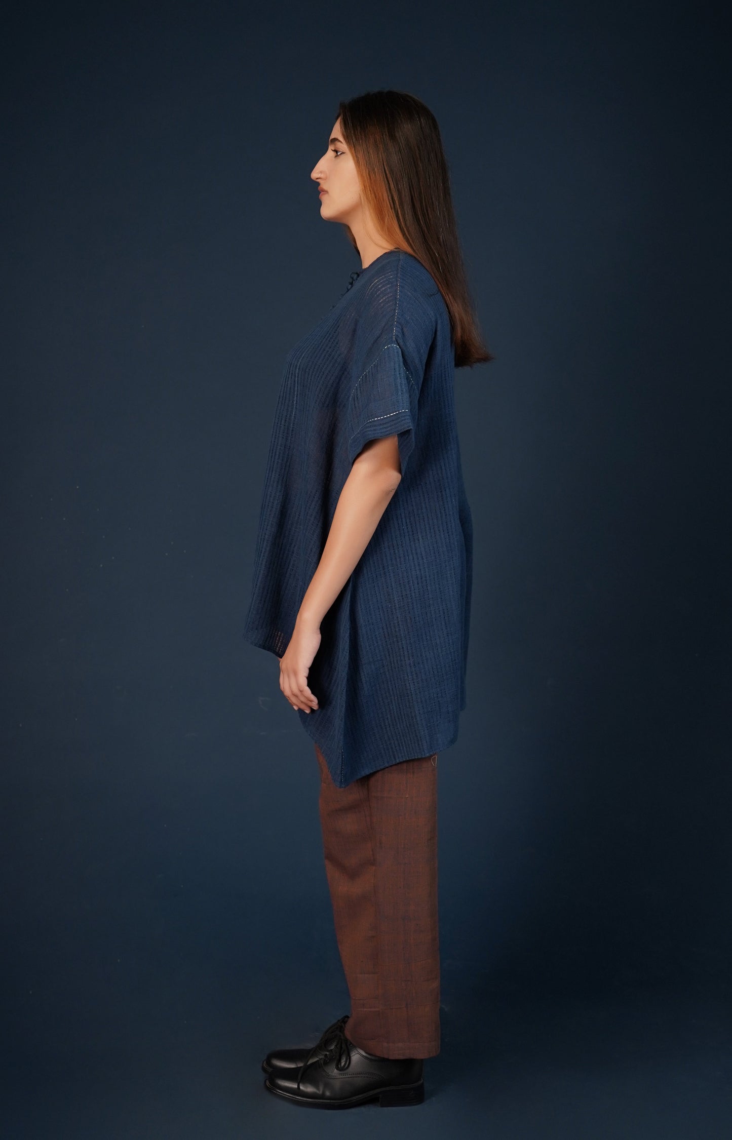 Laila, freesize handloom indigo cotton top