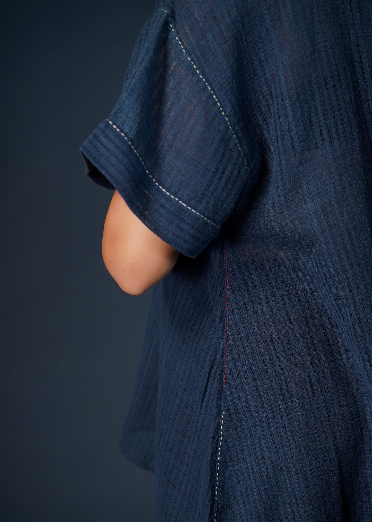 Laila, freesize handloom indigo cotton top