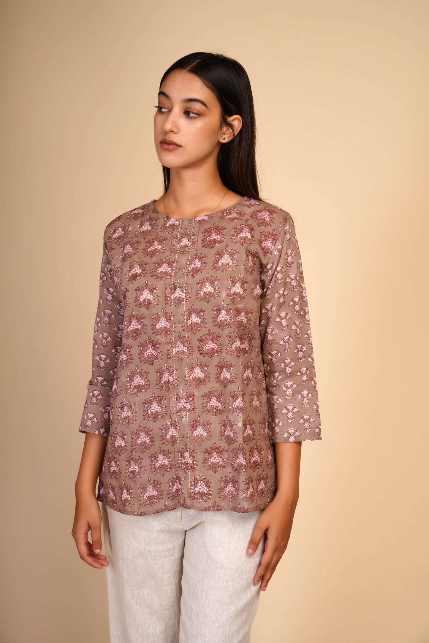 Beej Handblock print cotton top