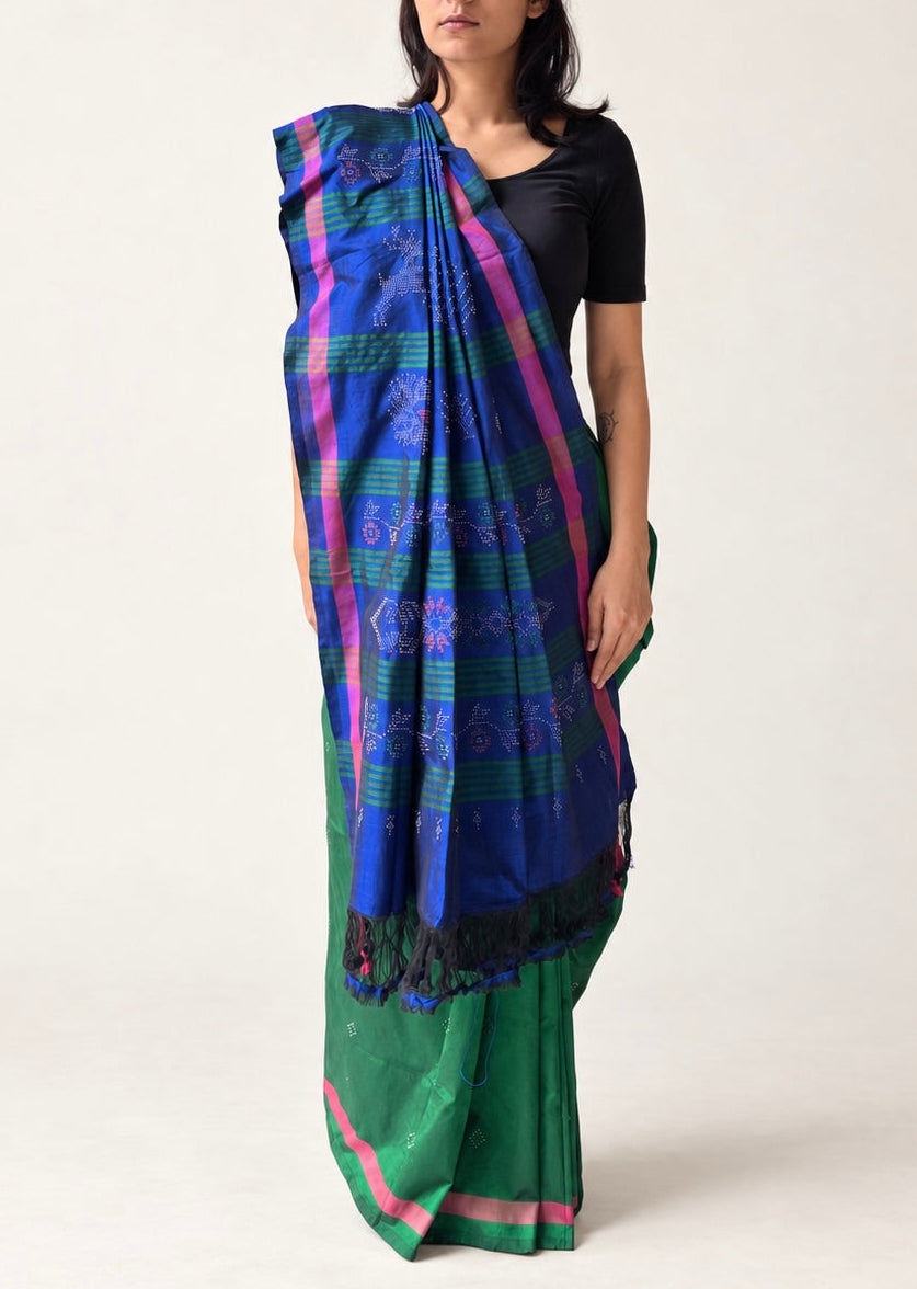 Tangaliya Saree peaocok blue