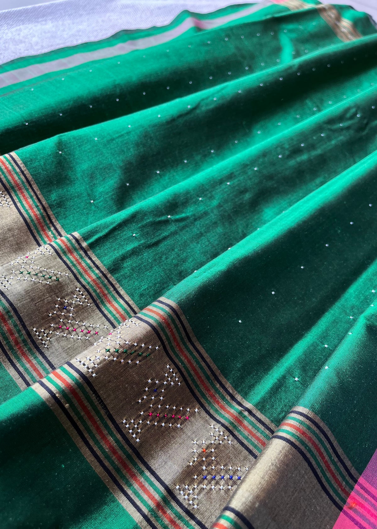 Tangaliya Saree gold and green
