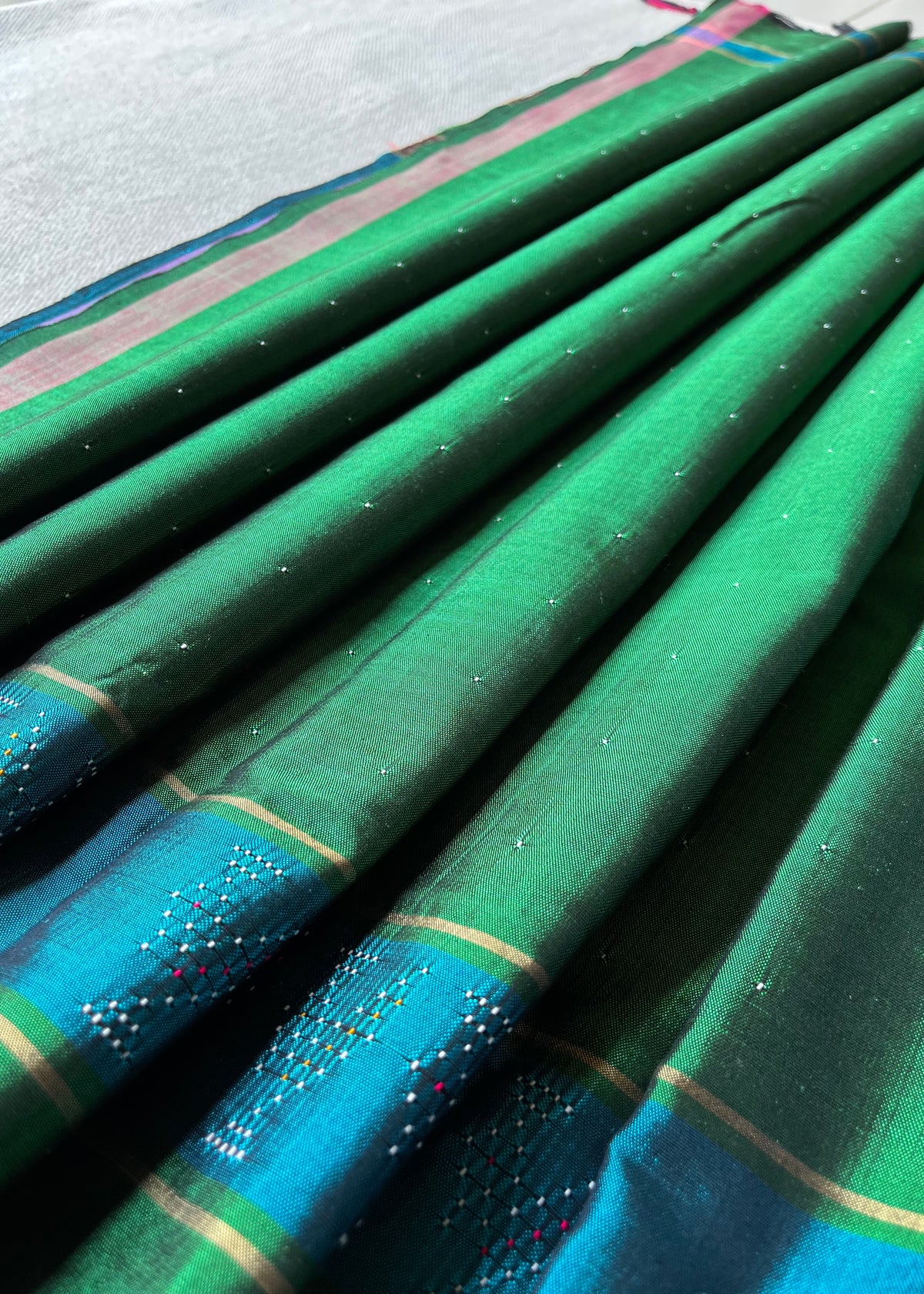 Tangaliya Saree peacock blue green