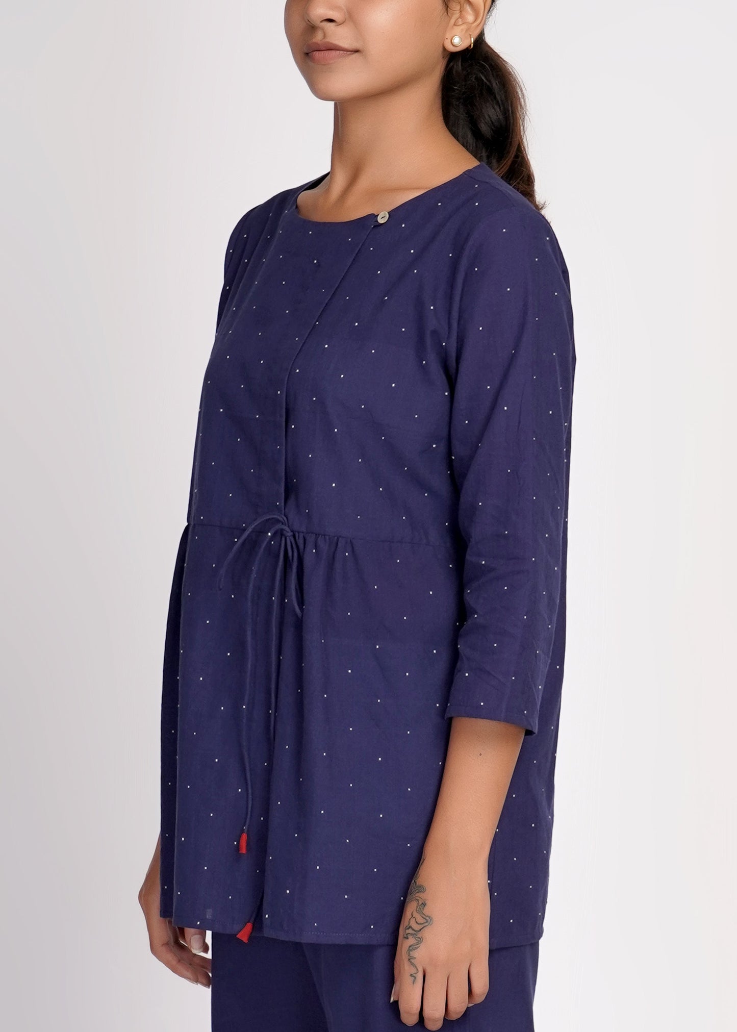Woven dots 'Tangaliya' Kediya Top