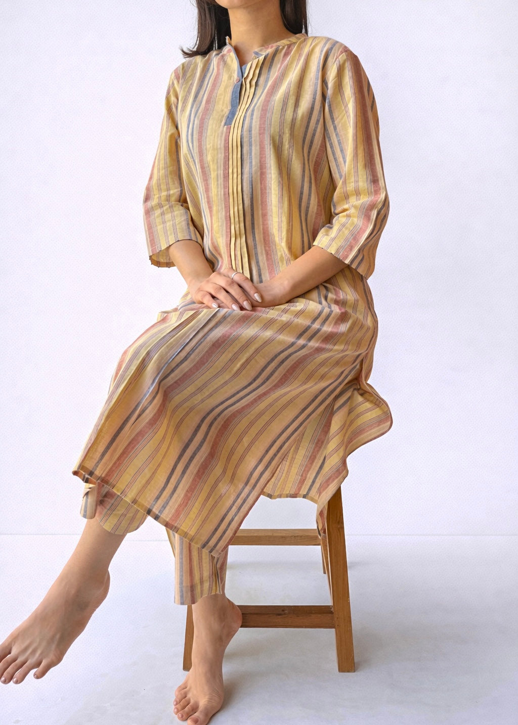Gayatri beige stripe co-ord set
