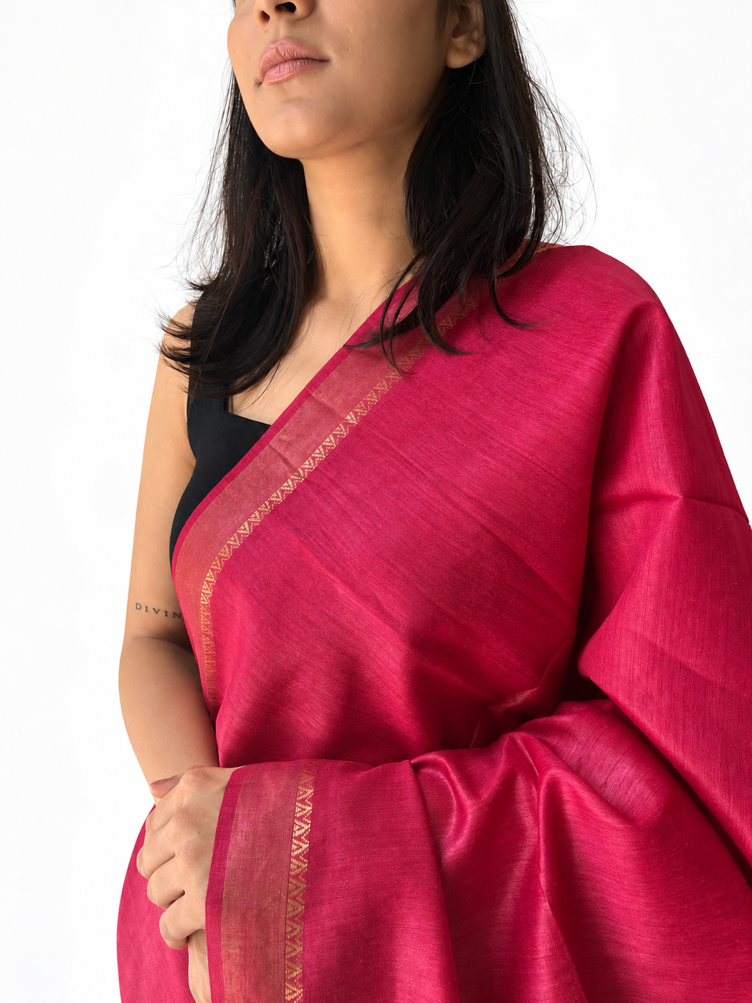 Tassar silk saree pink