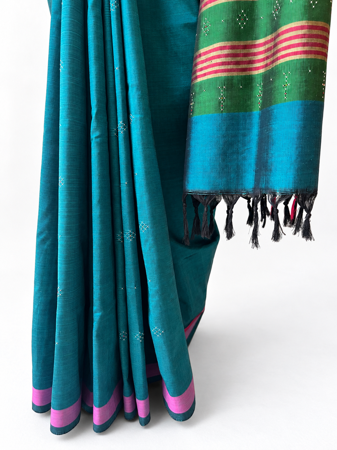 Tangaliya Saree peacock blue green