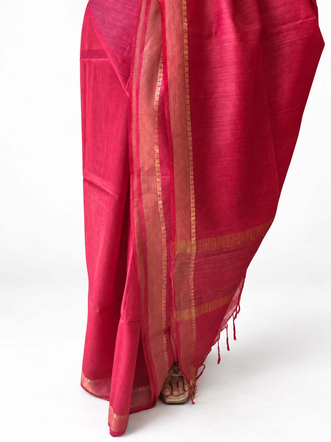 Tassar silk saree pink