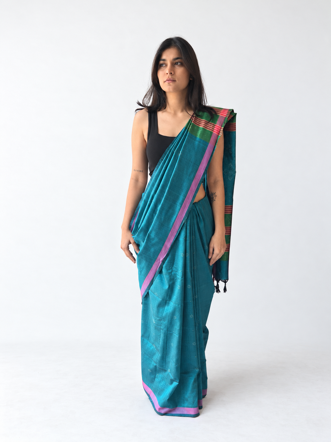 Tangaliya Saree peacock blue green