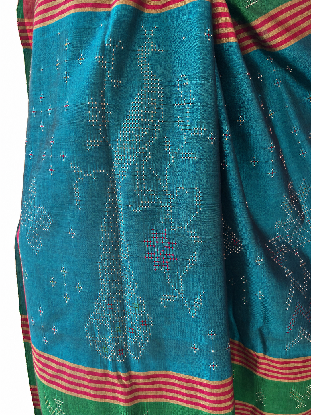 Tangaliya Saree peacock blue green