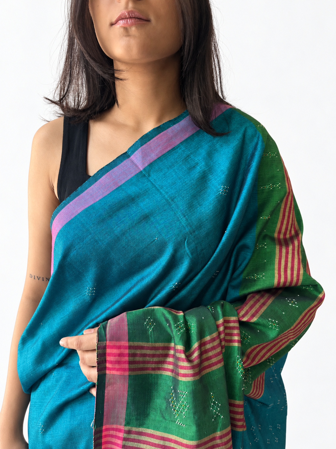 Tangaliya Saree peacock blue green