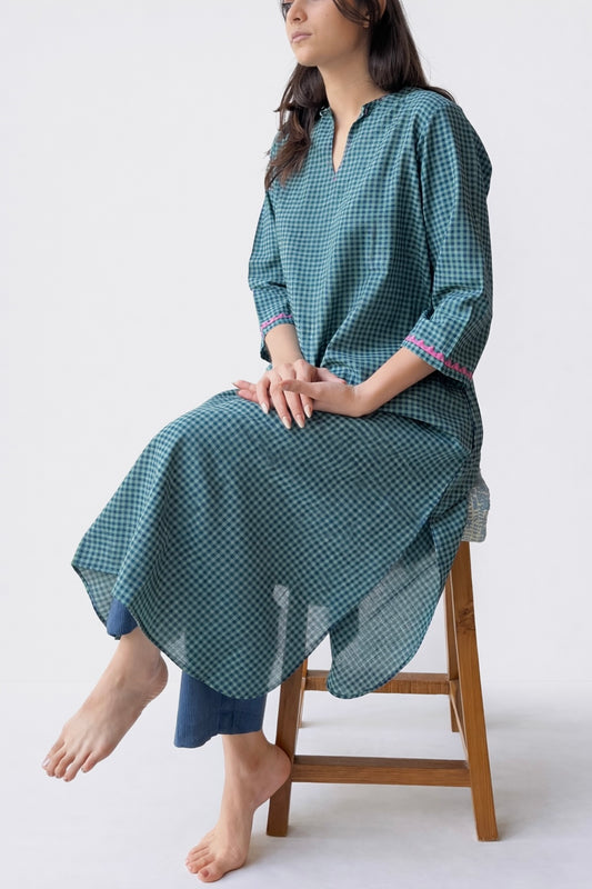 Roza green blue checks co-ord set