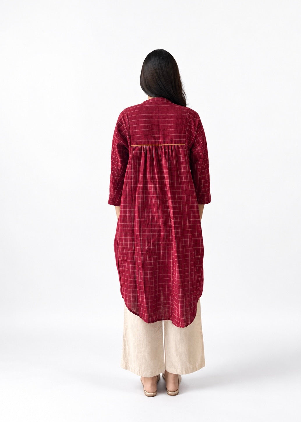 Lata shirt dress, Kutch embroidered yoke
