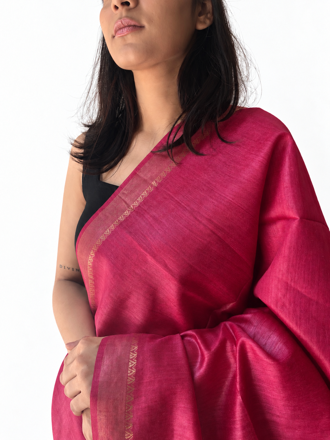 Tassar silk saree pink