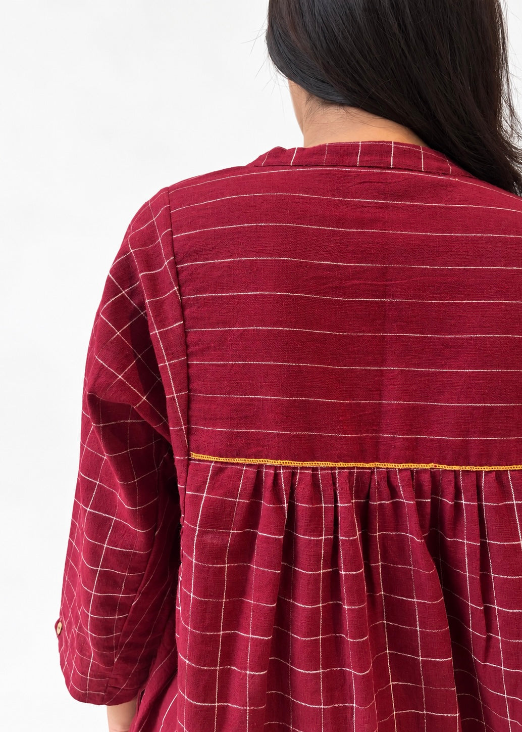 Lata shirt dress, Kutch embroidered yoke