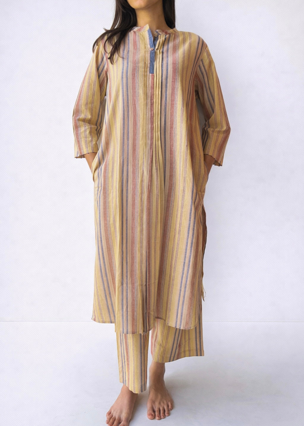Gayatri beige stripe co-ord set
