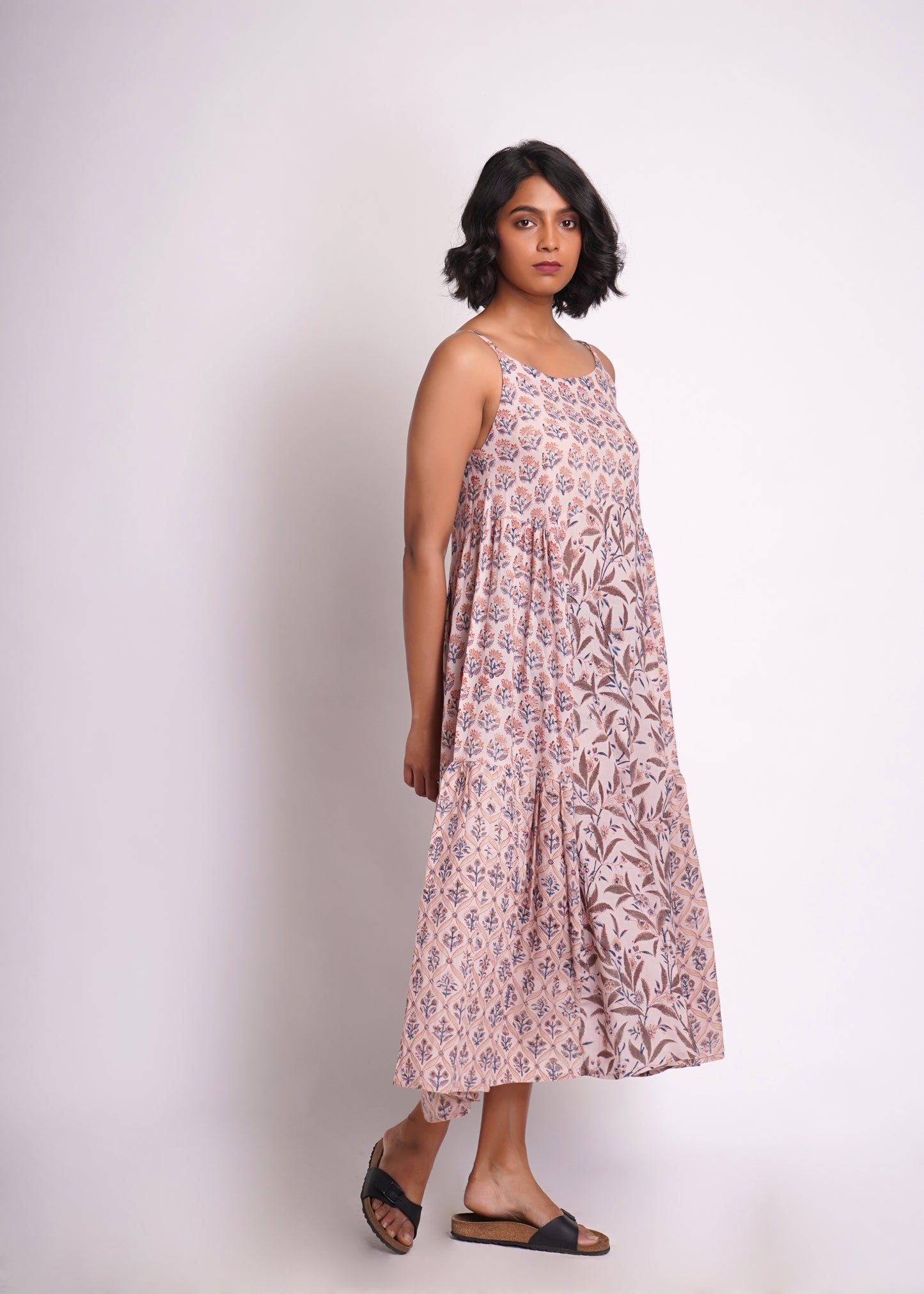 Beej Handblock print tier dress