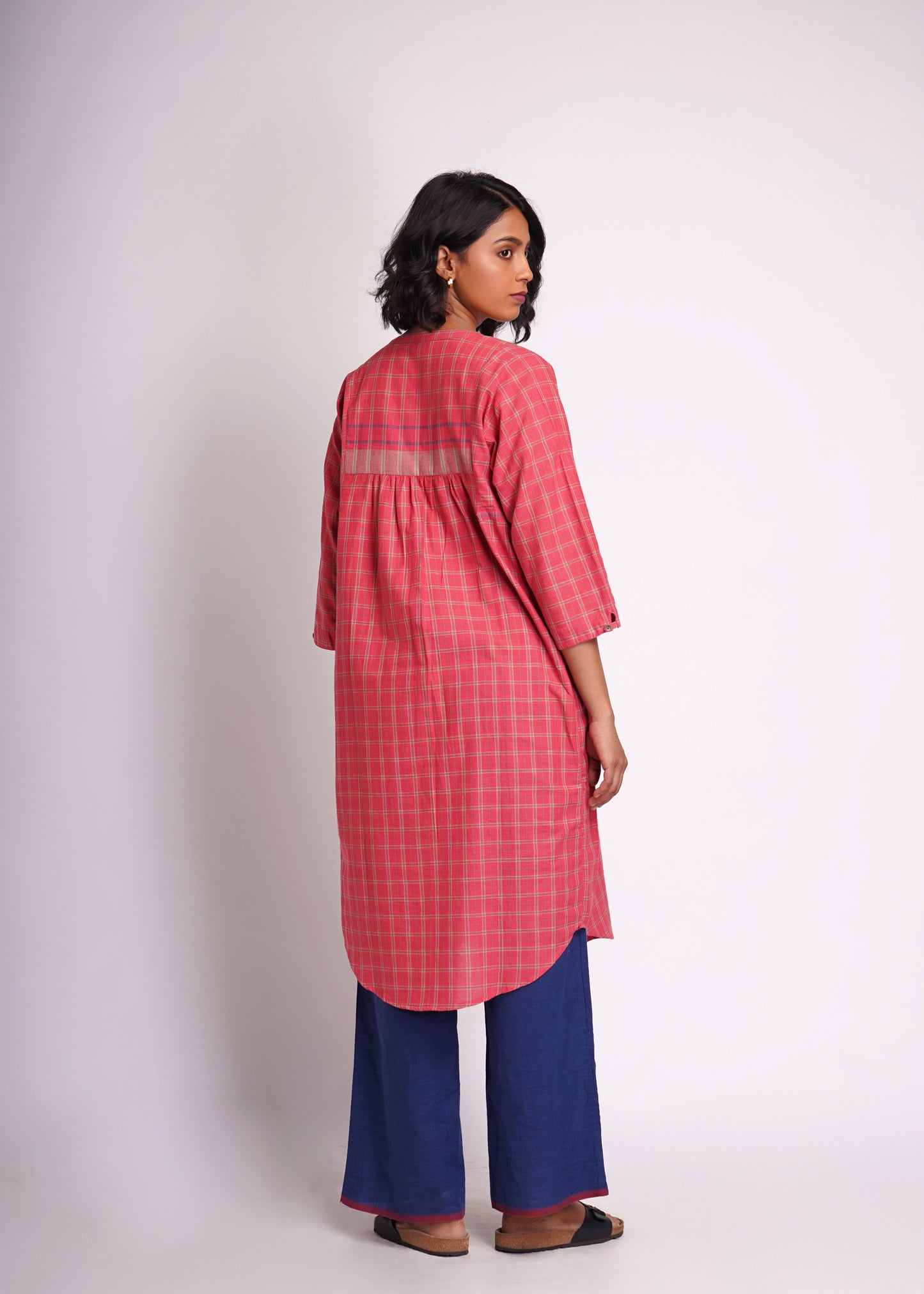 Lata: pink checks shirt dress