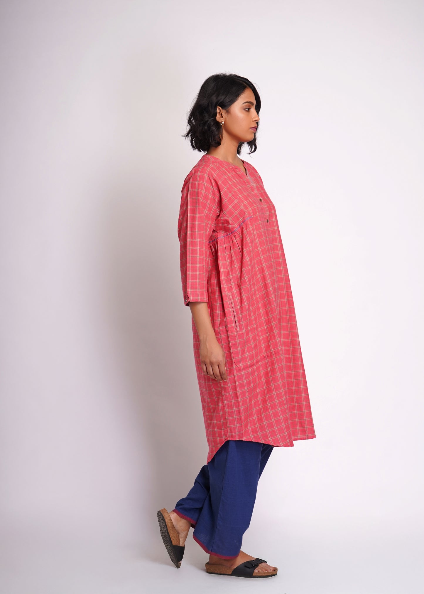 Lata: pink checks shirt dress