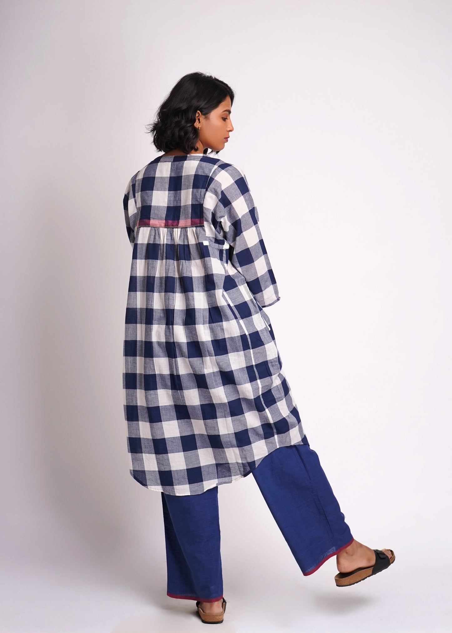 Lata: shirt dress in handwoven checks.