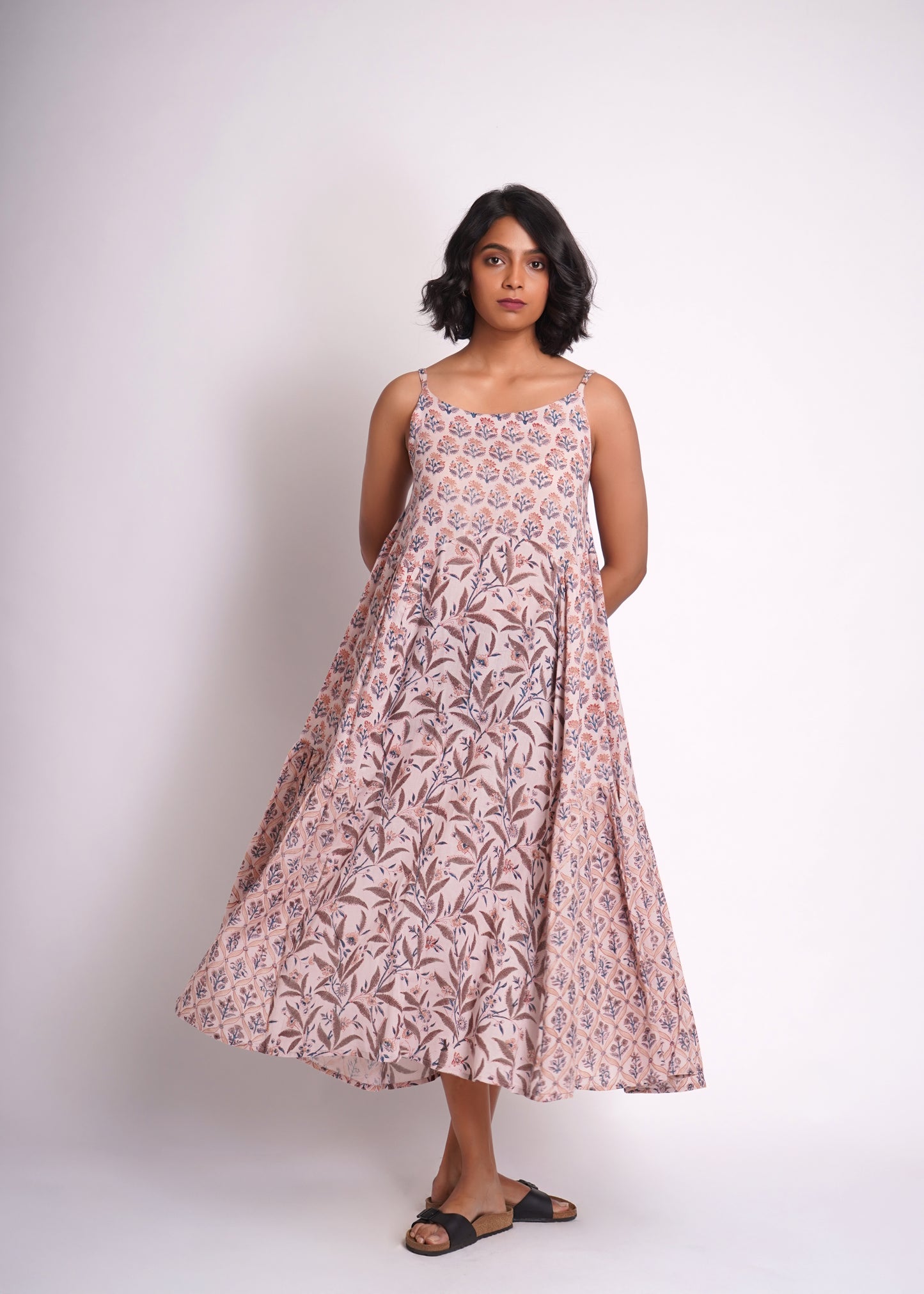 Beej Handblock print tier dress