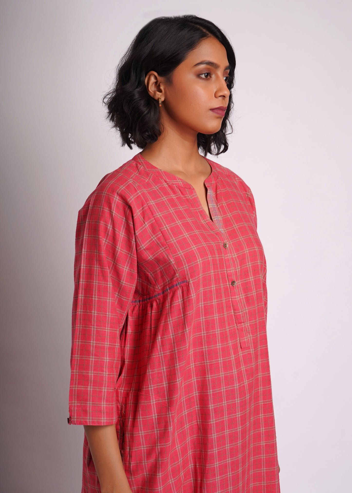 Lata: pink checks shirt dress