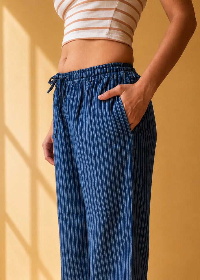 indigo stripe pants