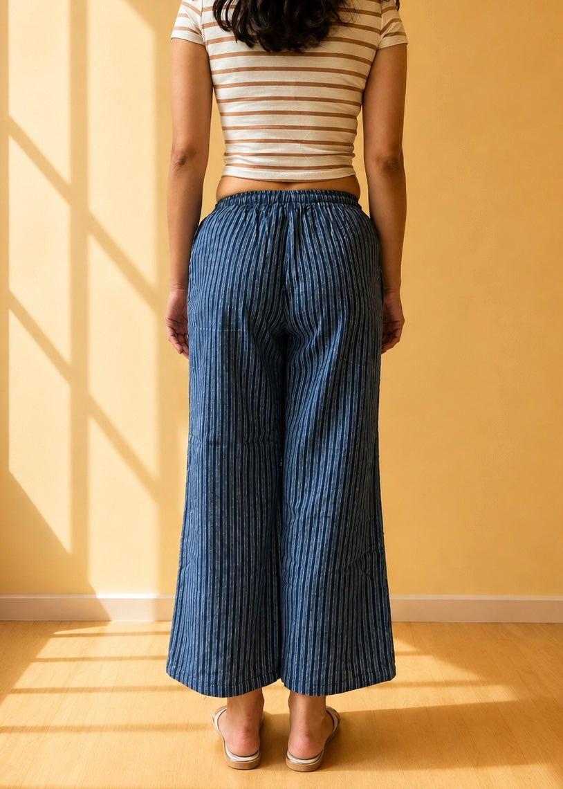 indigo stripe pants