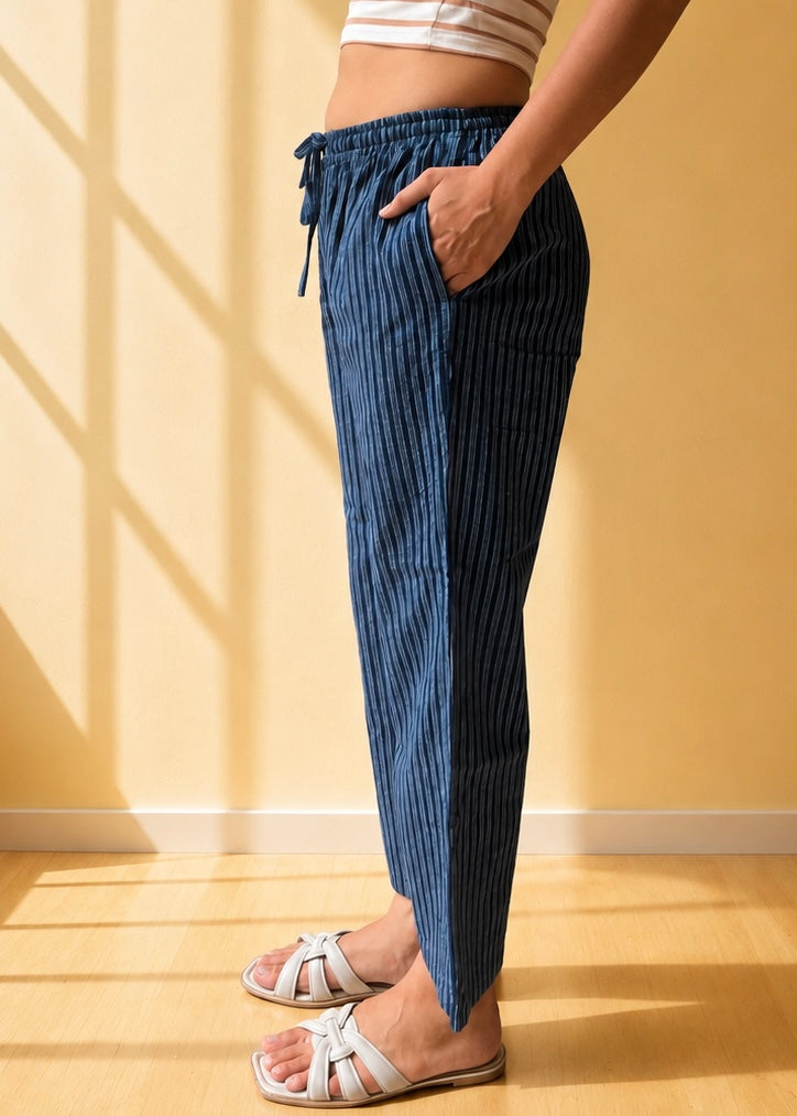 indigo stripe pants