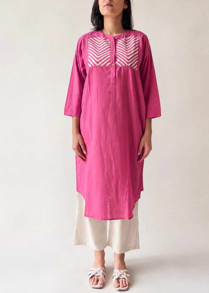 Lata Pink appliqué shirt dress