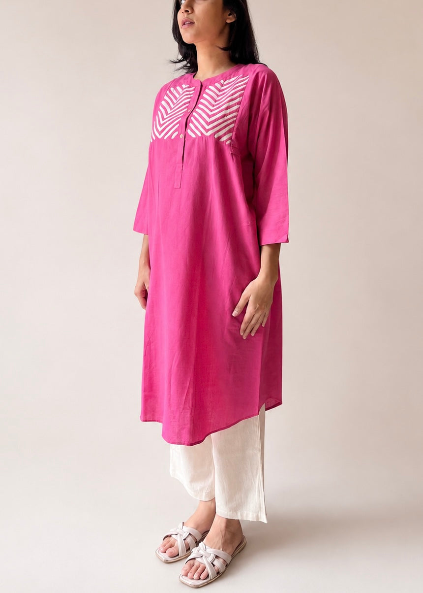 Lata Pink appliqué shirt dress