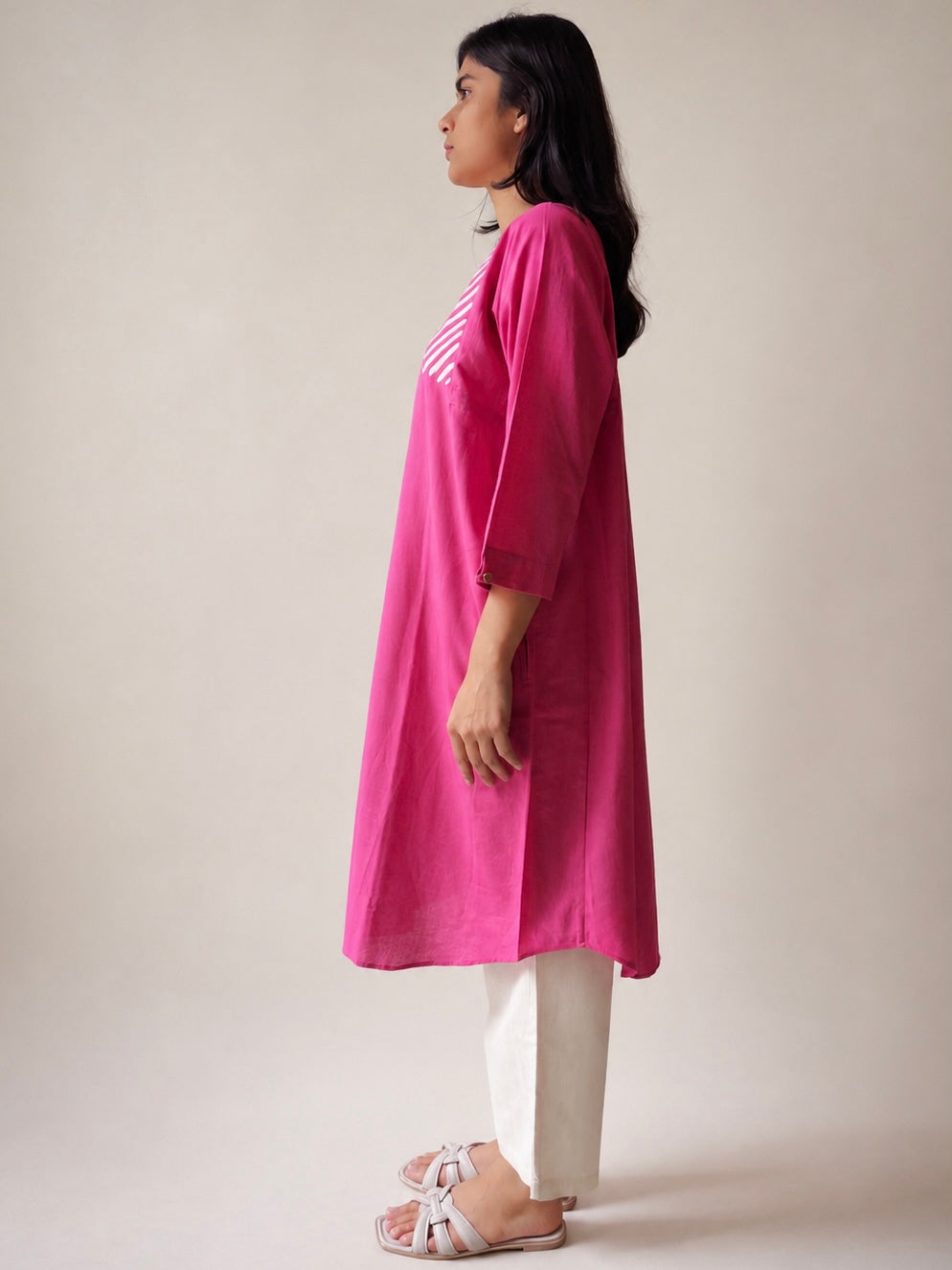 Lata Pink appliqué shirt dress