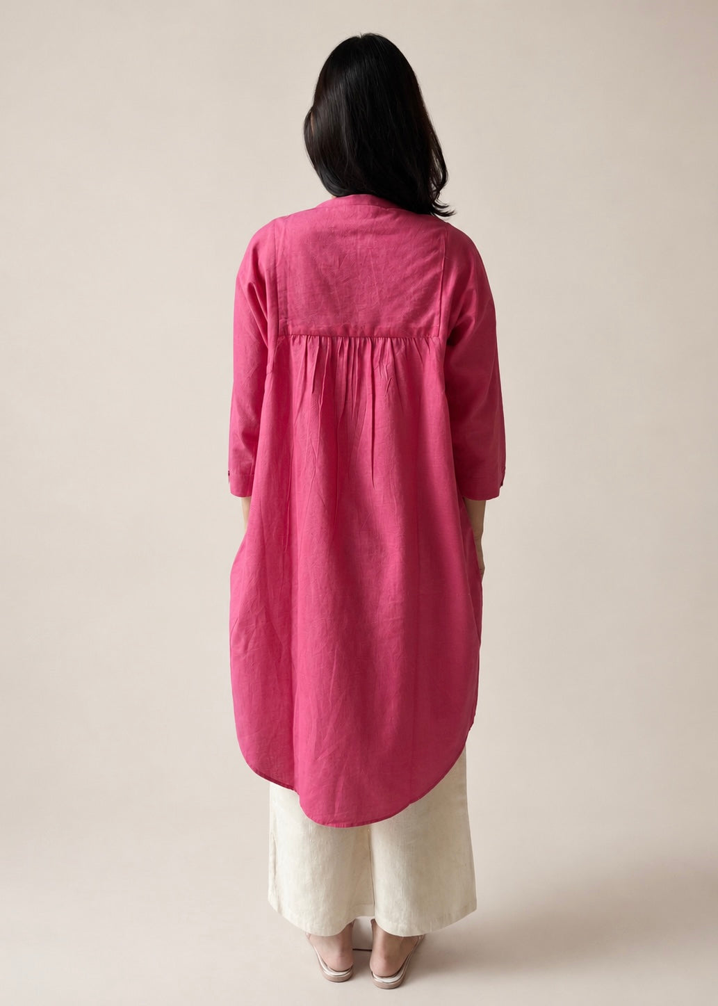 Lata Pink appliqué shirt dress