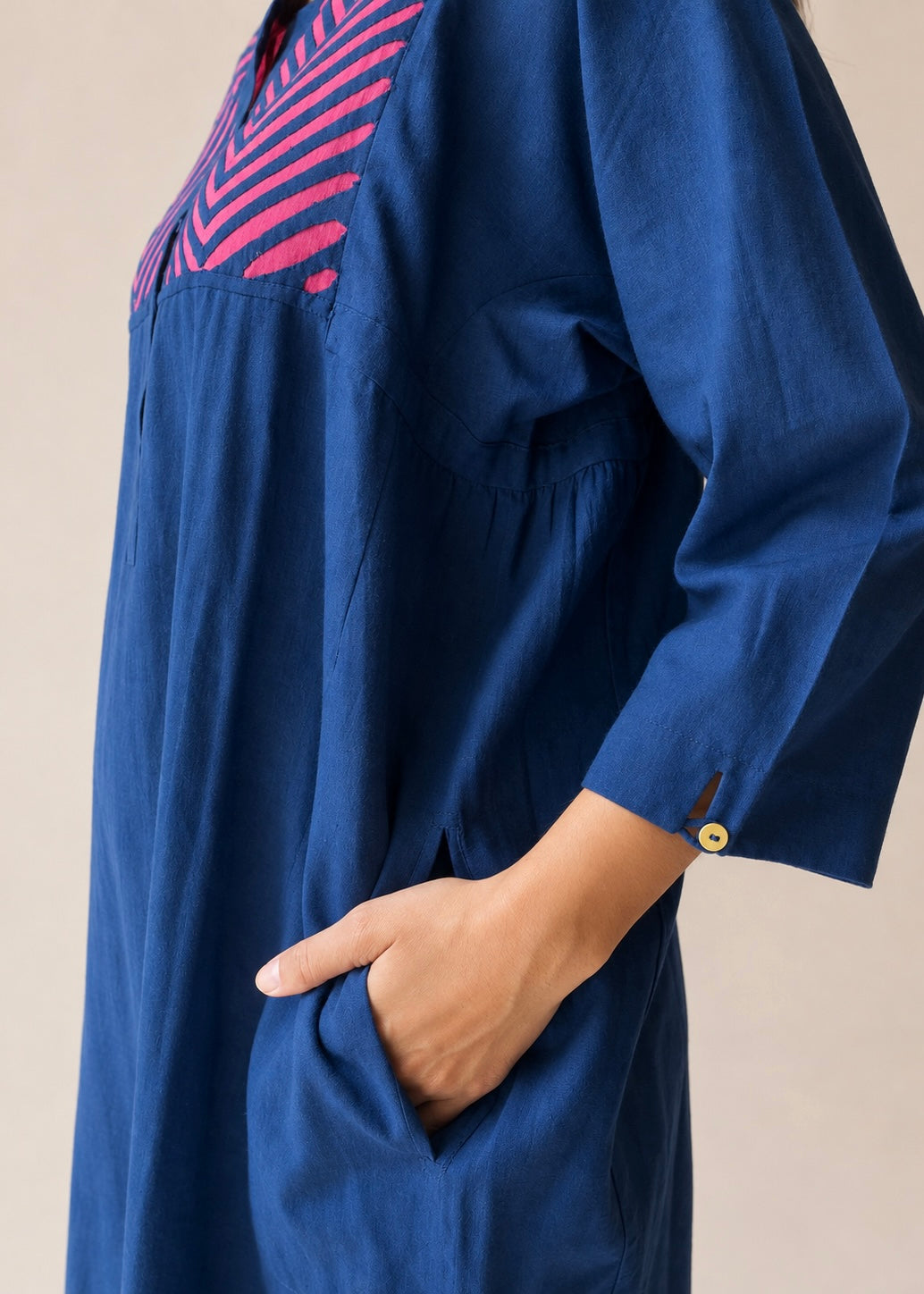Lata blue appliqué shirt dress