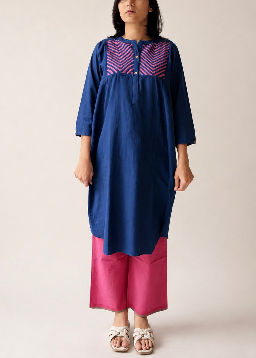 Lata blue appliqué shirt dress