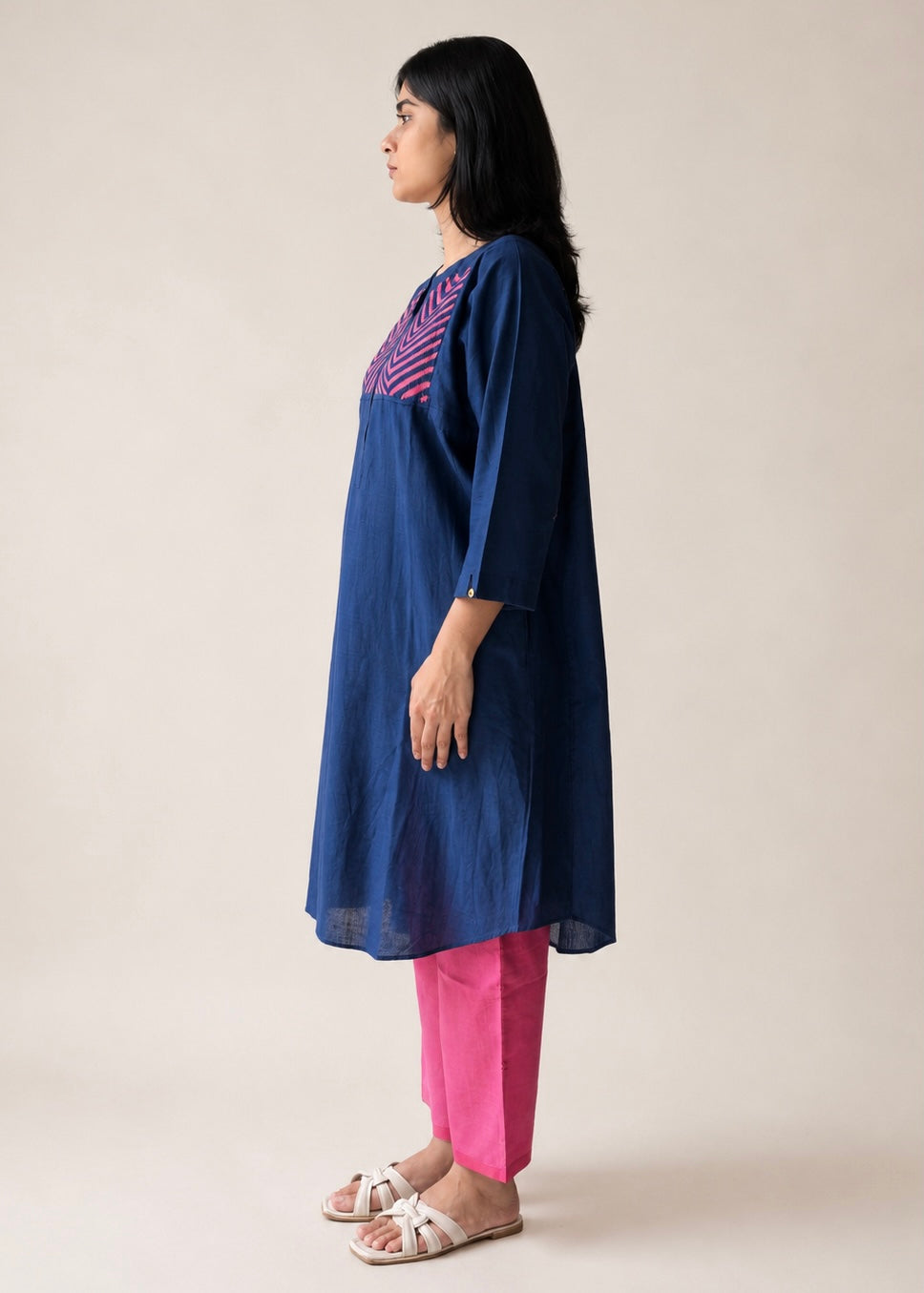 Lata blue appliqué shirt dress