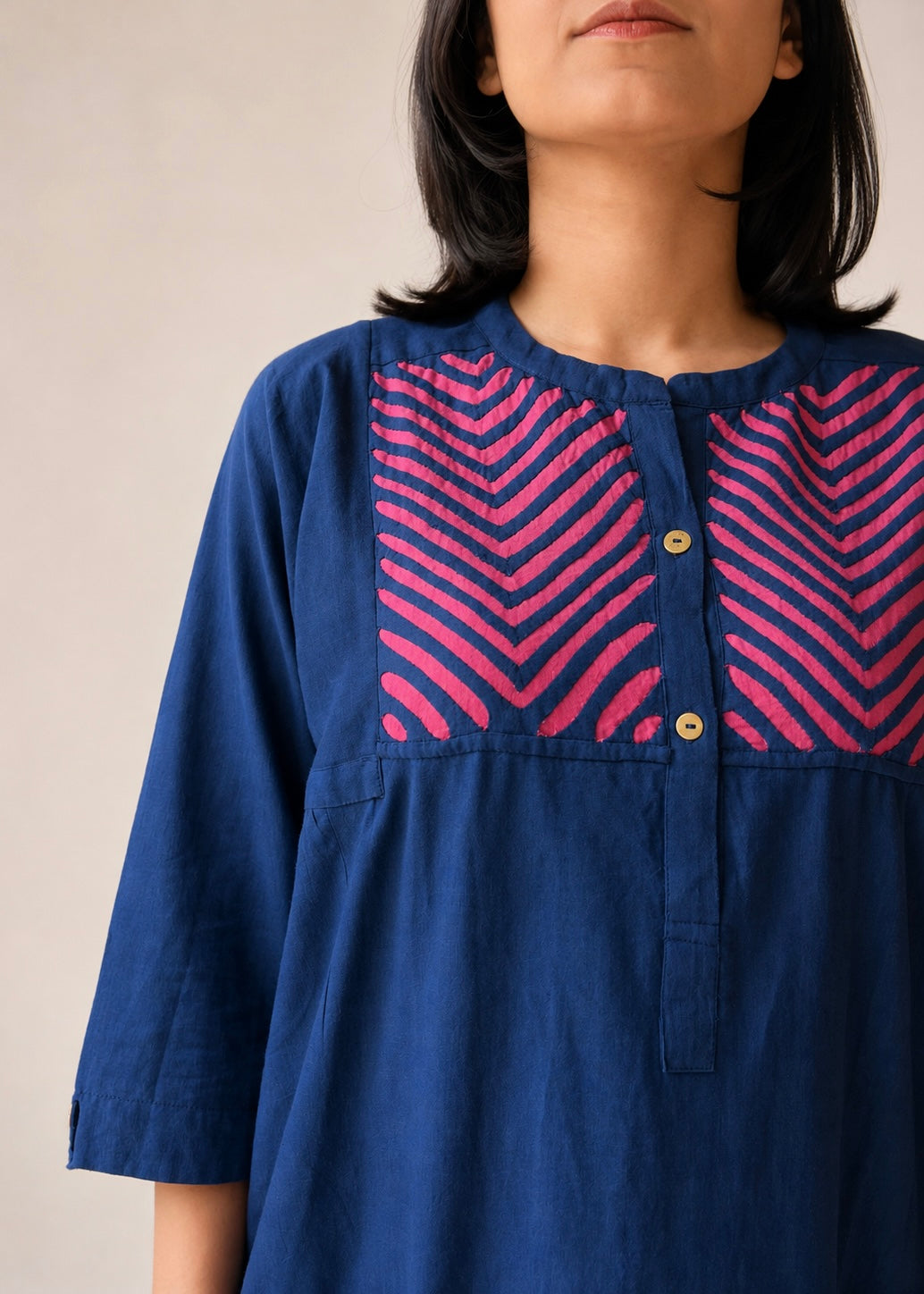 Lata blue appliqué shirt dress