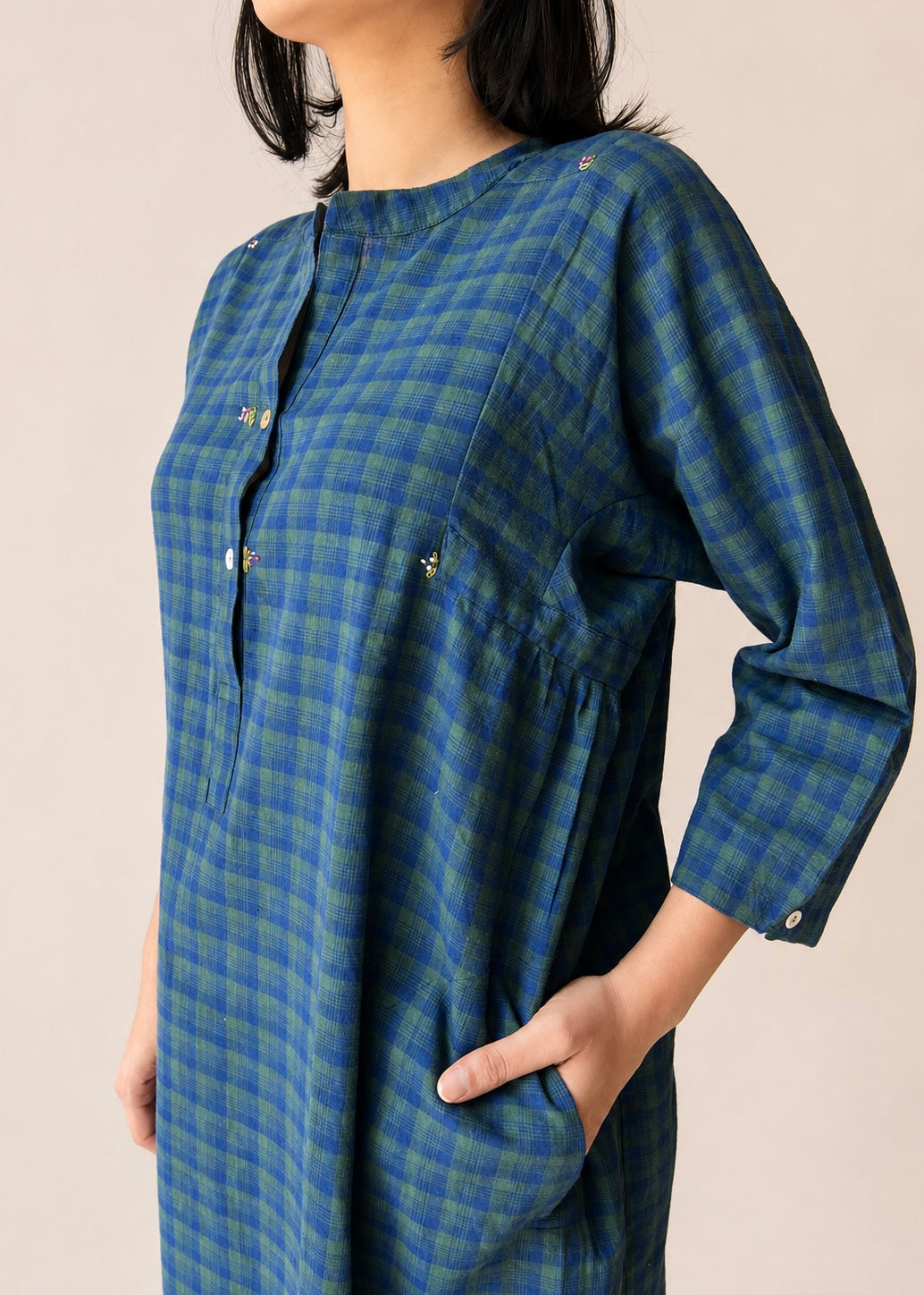 Lata checks shirt dress