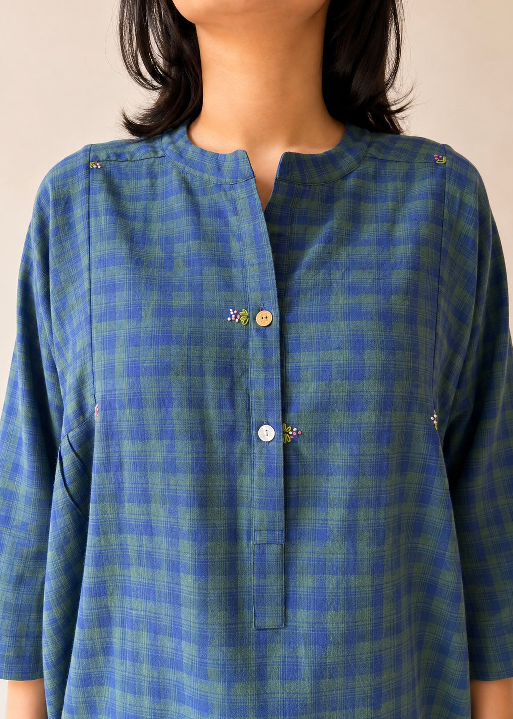 Lata checks shirt dress