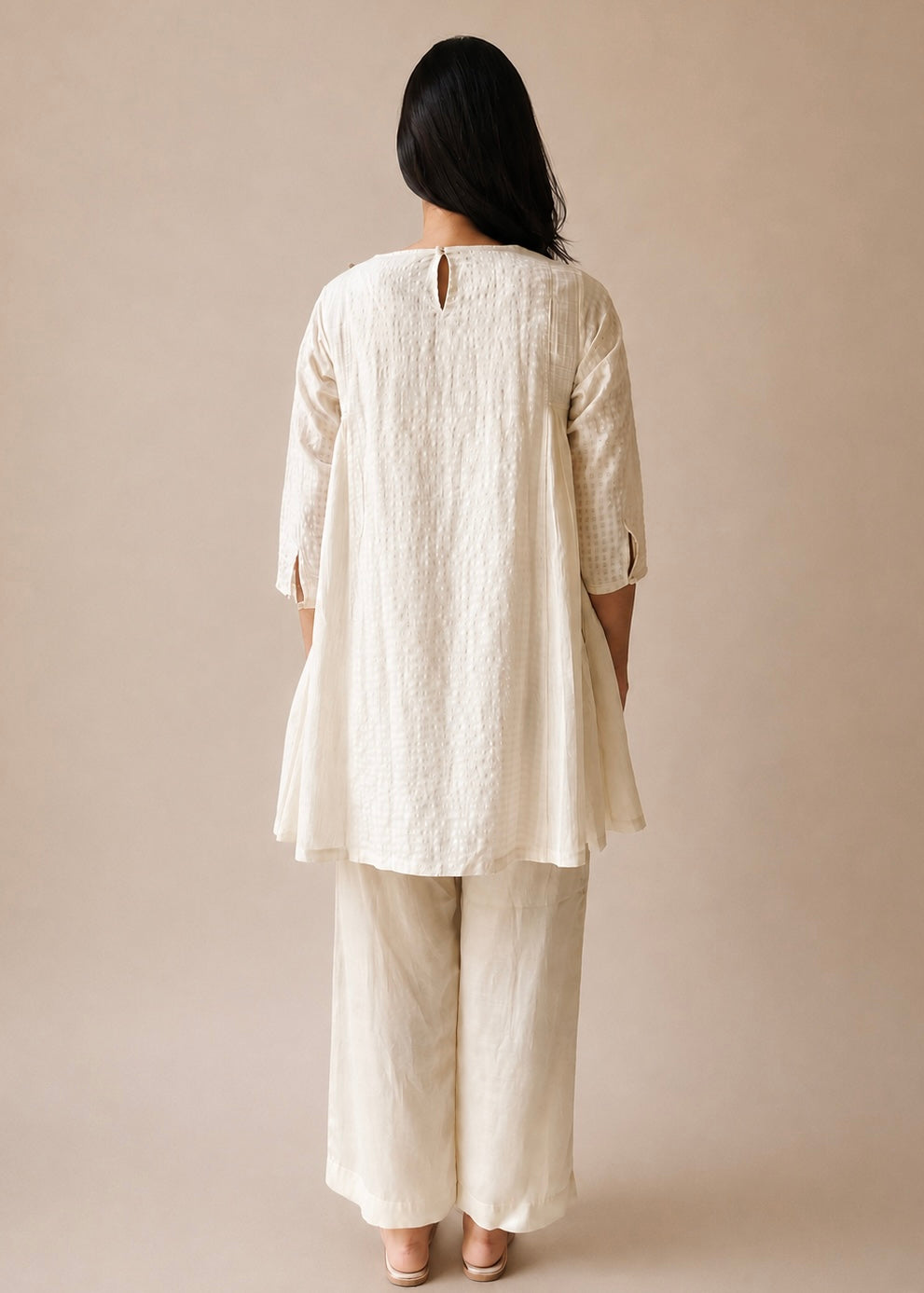 Mehr off white silk long top