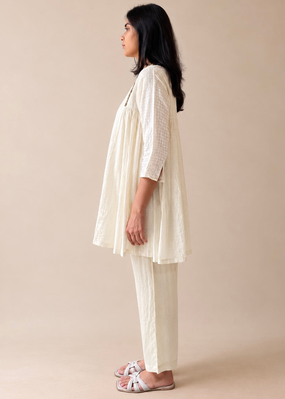 Mehr off white silk long top
