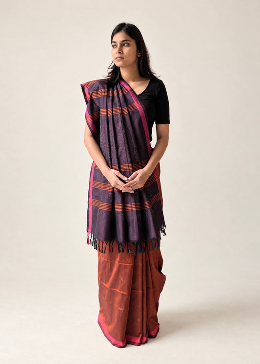 Tangaliya Saree rust & purple