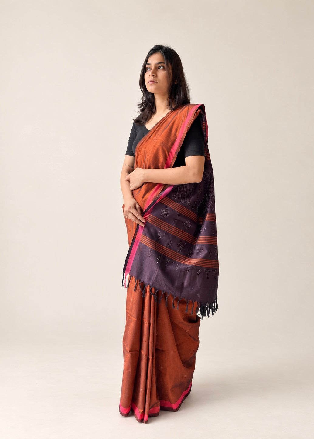 Tangaliya Saree rust & purple