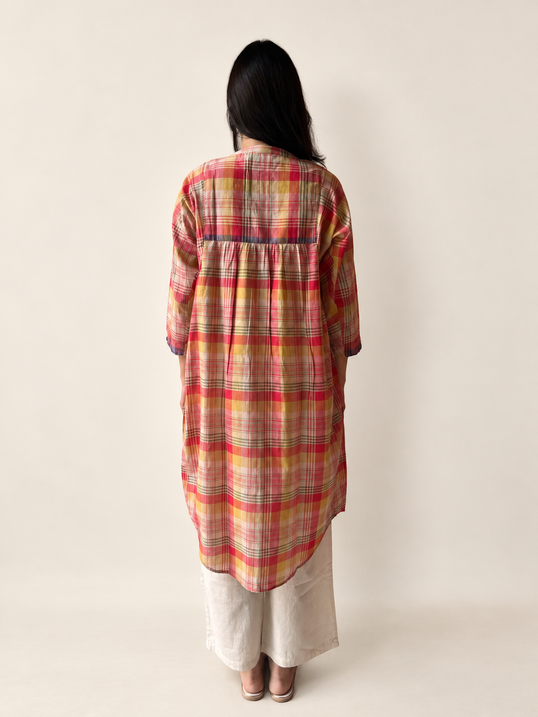 Lata red checks shirt dress