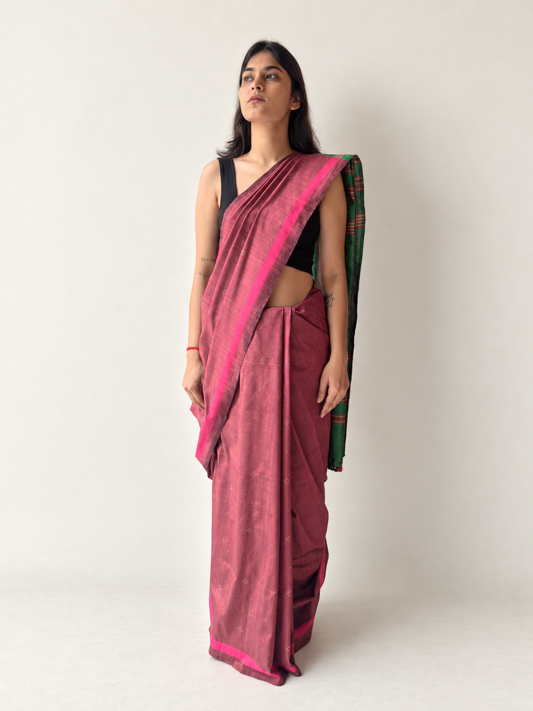 Tangaliya Saree rose pink and green
