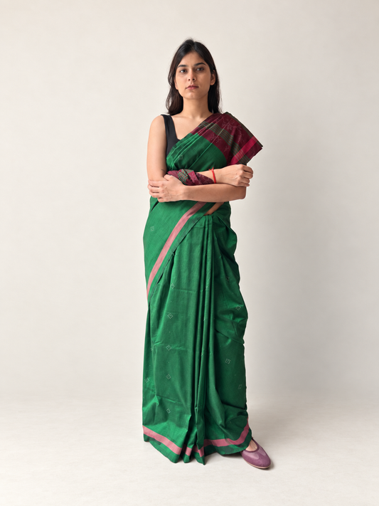 Tangaliya Saree green & maroon