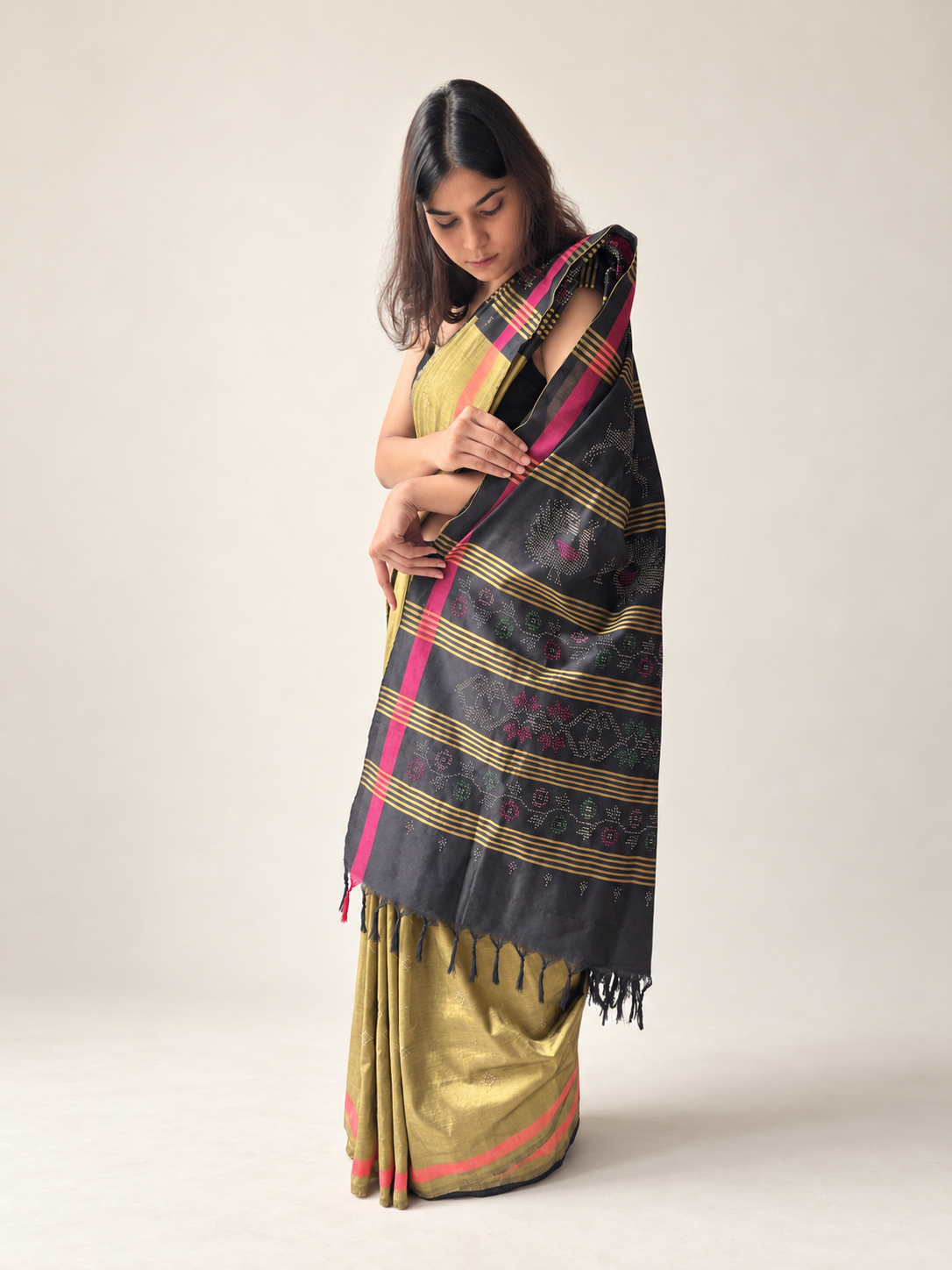 Tangaliya Saree gold & black