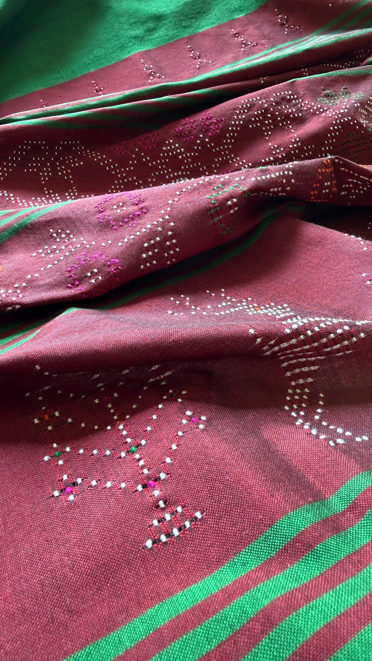 Tangaliya Saree green & maroon