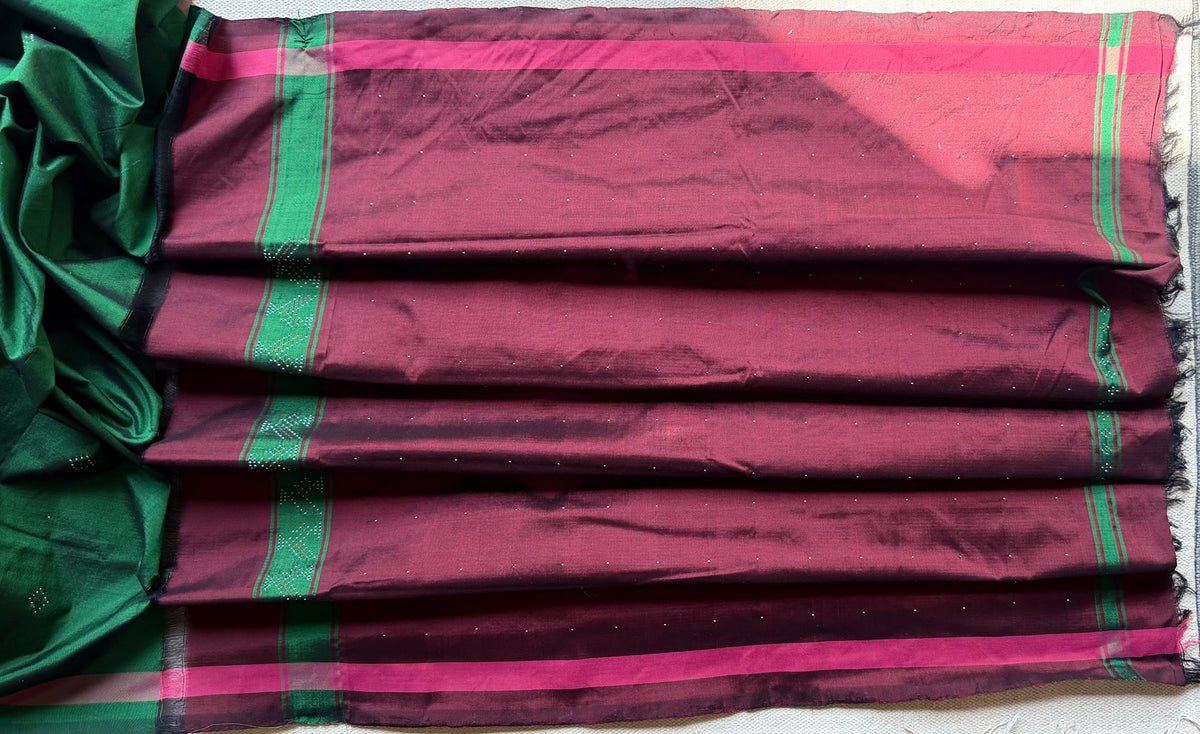 Tangaliya Saree green & maroon