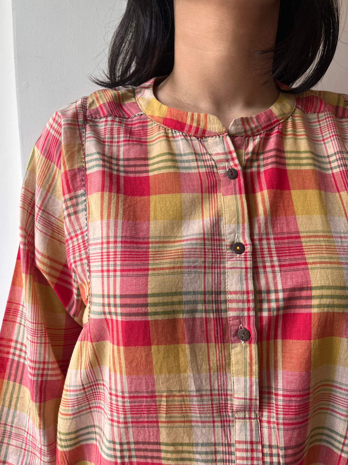Lata red checks shirt dress