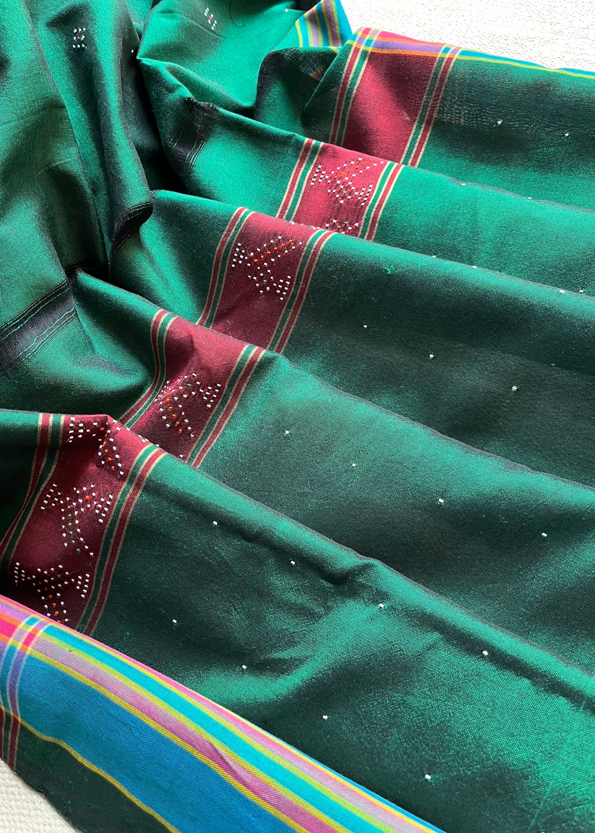 Tangaliya Saree peacock green
